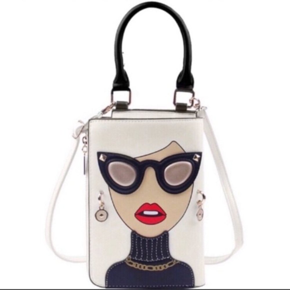 White Personality Crossbody Satchel Bag Face